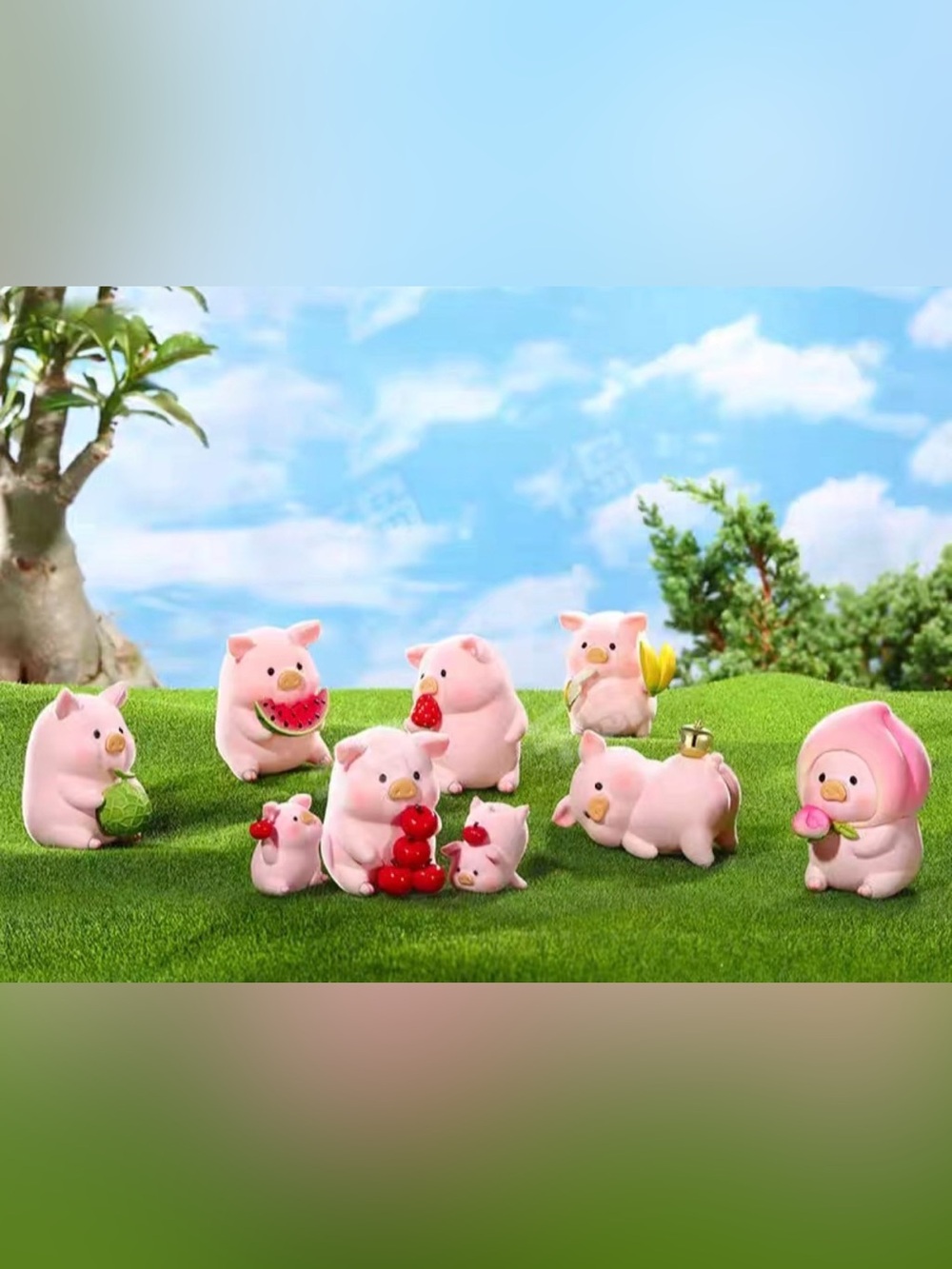 “Cute Pig Fruit” Series Figures - Whole Set ( Brand new)